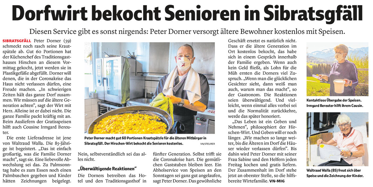 Dorfwirt bekocht Senioren in Sibratsgfäll Dorfwirt bekocht Senioren in Sibratsgfäll